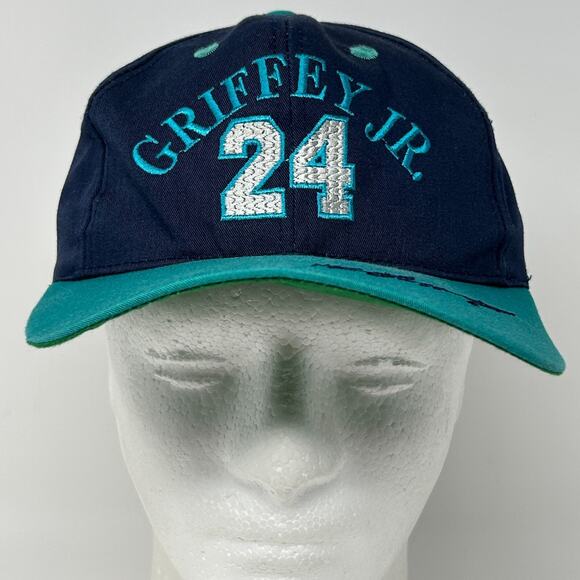 Vintage 90s Ken Griffey Jr Seattle Mariners Youth Hat Baseball Cap Snapback Blue - Picture 2 of 10